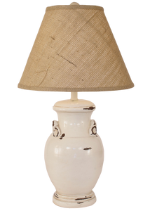 Distressed Light Nude Crock Table Lamp w/ Handles - Coast Lamp Shop