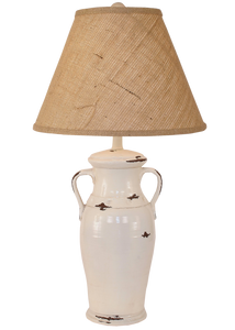 Distressed Light Nude 2 Handled Vase Table Lamp - Coast Lamp Shop