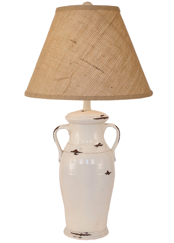 Distressed Light Nude 2 Handled Vase Table Lamp - Coast Lamp Shop
