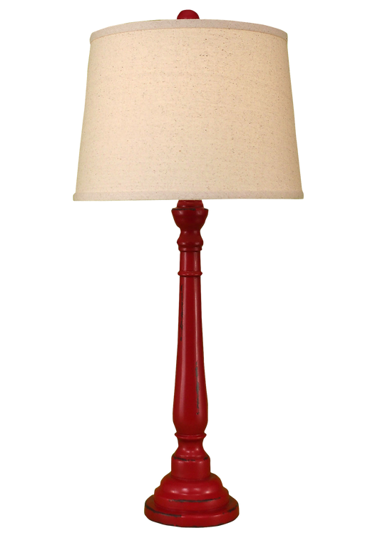 Distressed Brick Red Round Buffet Lamp - Coast Lamp Shop