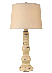 Distressed Cottage Ringed Candlestick Table Lamp - Coast Lamp Shop