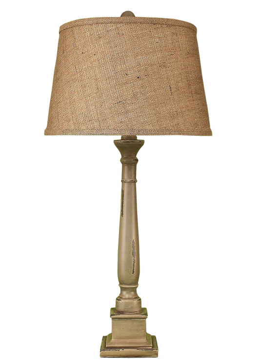 Distressed Grey Square Candlestick Table Lamp - Coast Lamp Shop
