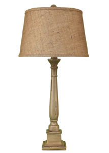 Distressed Grey Square Candlestick Table Lamp - Coast Lamp Shop