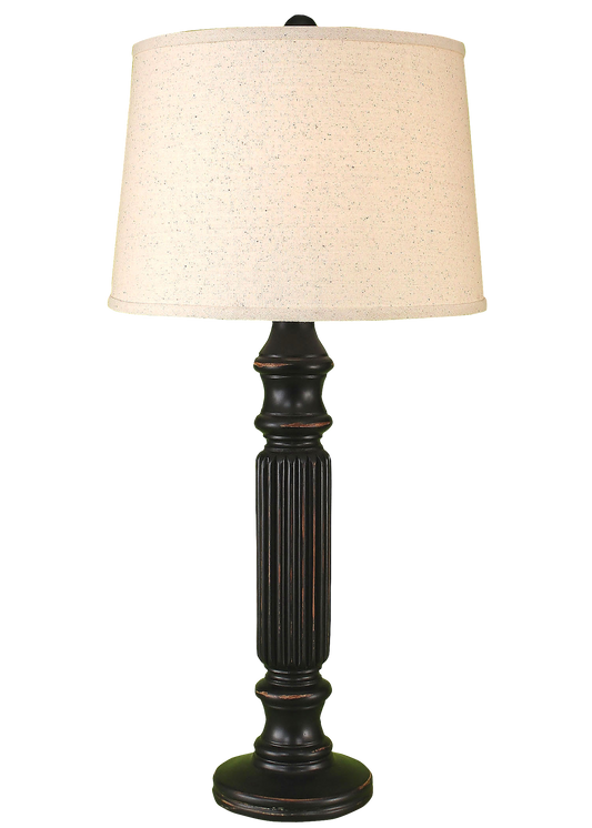 Distressed Black Ribbed Table Lamp - Coast Lamp Shop