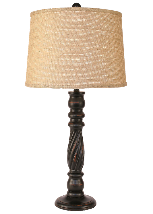 Distressed Black Swirl Table Lamp - Coast Lamp Shop