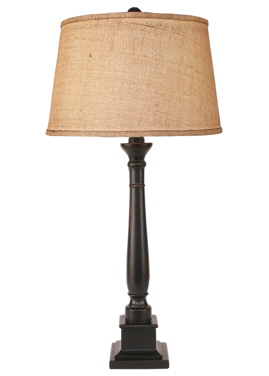 Distressed Black Square Buffet Lamp - Coast Lamp Shop