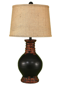 Aged Black Bulbous Table Lamp - Coast Lamp Shop