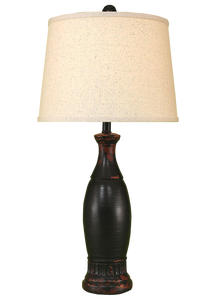 Aged Black Ribbed Accent Pedestal Table Lamp - Coast Lamp Shop