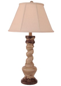 Aged Cottage Country Twist Table Lamp w/ Lined Linen Shade - Coast Lamp Shop