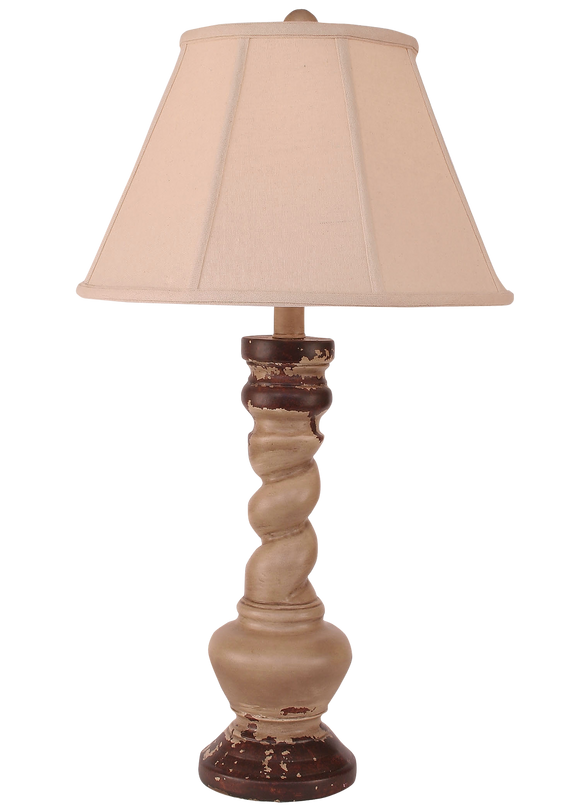 Aged Cottage Country Twist Table Lamp w/ Lined Linen Shade - Coast Lamp Shop
