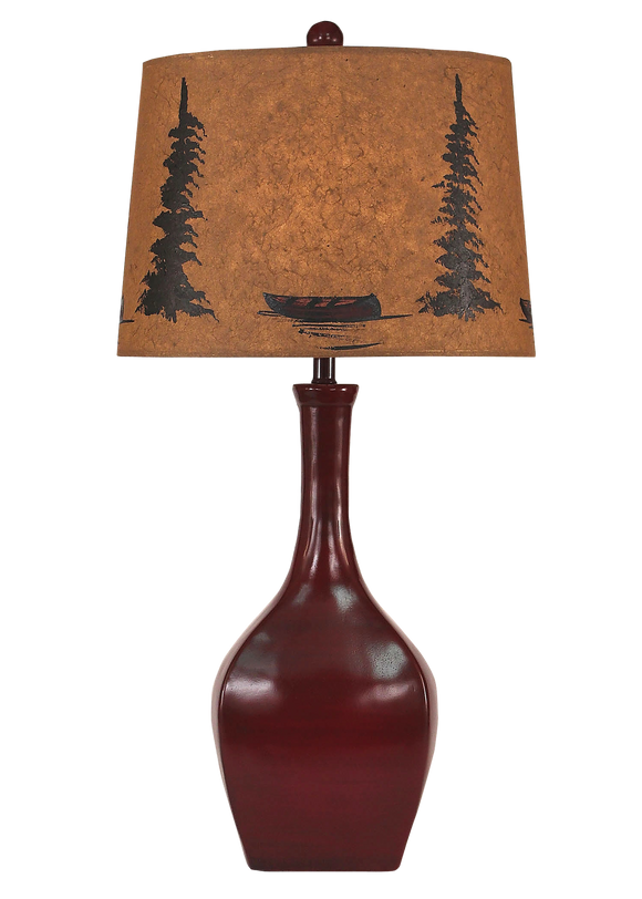 Spanish Tile Oval Genie Table Lamp w/ Canoe Scene Shade - Coast Lamp Shop
