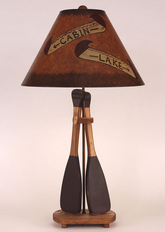 Stain/Red Cabin and Lake 2 Paddle Table Lamp - Coast Lamp Shop