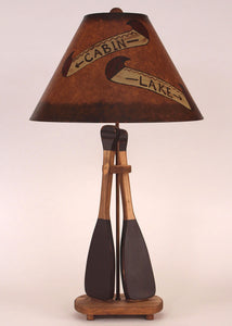 Stain/Red Cabin and Lake 2 Paddle Table Lamp - Coast Lamp Shop