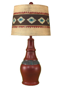 Rio/Jade Casual Table Lamp w/ Ribbed Accent- South Western Shade - Coast Lamp Shop