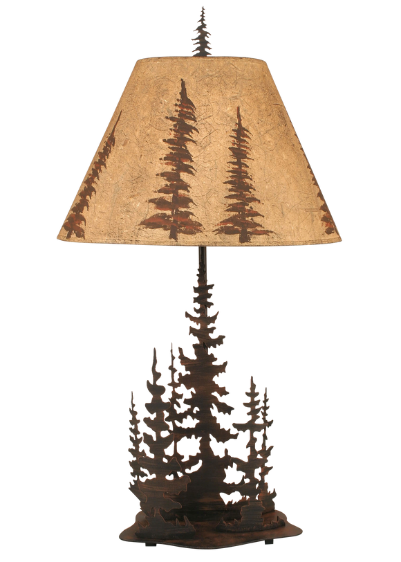 Burnt Sienna Feather Tree Scene Table Lamp - Coast Lamp Shop