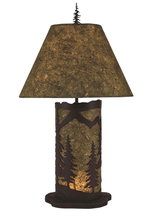 Forest Small Mountain Scene Table Lamp w/ Night Light - Coast Lamp Shop