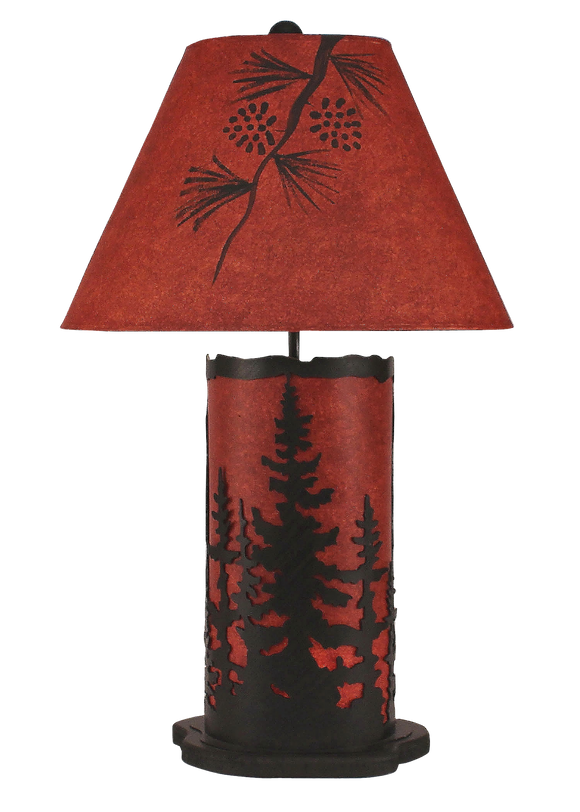 Burnt Sienna Small Feather Tree Table Lamp w/ Night Light - Coast Lamp Shop