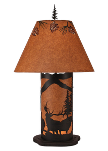 Kodiak Small Elk Scene Table Lamp w/ Night Light - Coast Lamp Shop