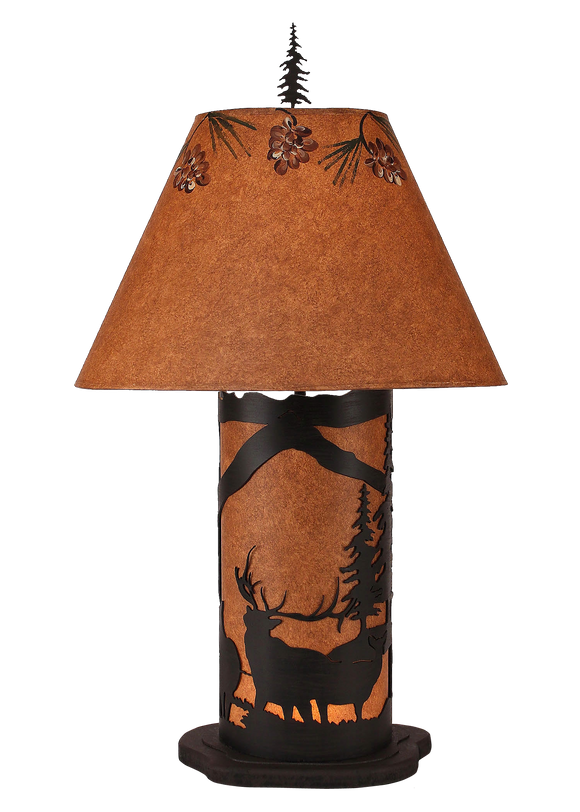 Kodiak Small Elk Scene Table Lamp w/ Night Light - Coast Lamp Shop