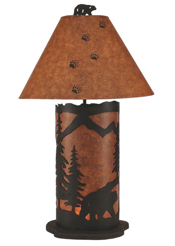 Kodiak Large Bear Scene Table Lamp w/ Night Light - Coast Lamp Shop