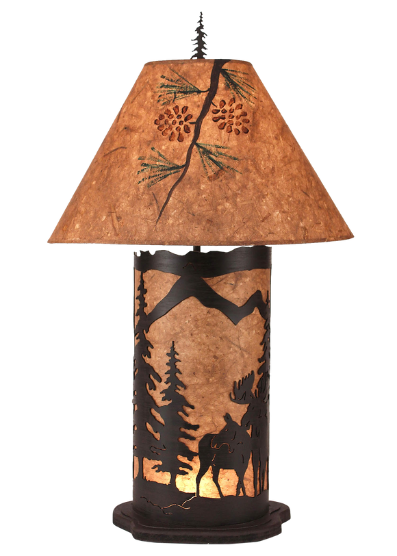Kodiak Large Moose Scene Table Lamp w/ Night Llight - Coast Lamp Shop