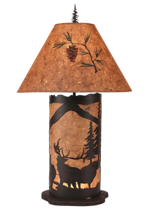 Kodiak Large Elk Scene Table Lamp w/ Night Light - Coast Lamp Shop