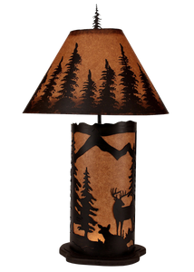 Kodiak Large Deer Scene Table Lamp w/ Night Light - Coast Lamp Shop
