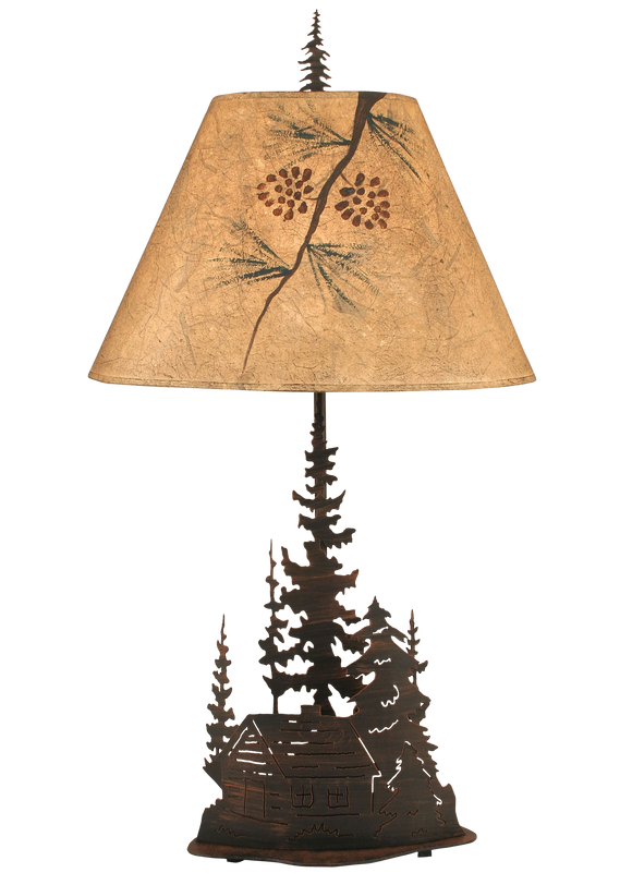 Burnt Sienna Large Cabin and Trees Table Lamp - Coast Lamp Shop