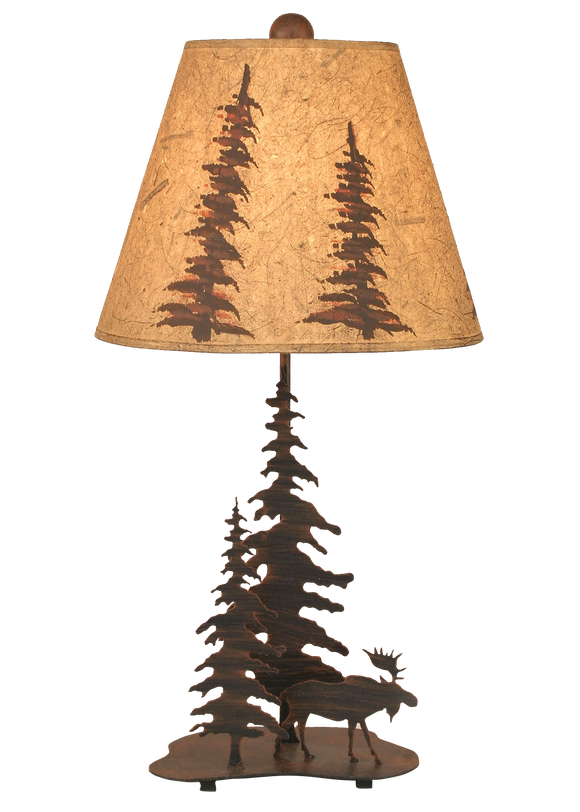 Burnt Sienna 2 Tree and Moose Accent Lamp - Coast Lamp Shop