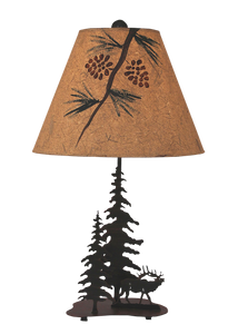 Burnt Sienna 2 Tree and Elk Accent Lamp - Coast Lamp Shop