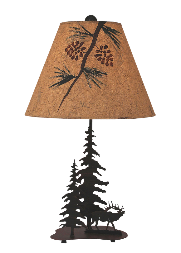 Burnt Sienna 2 Tree and Elk Accent Lamp - Coast Lamp Shop