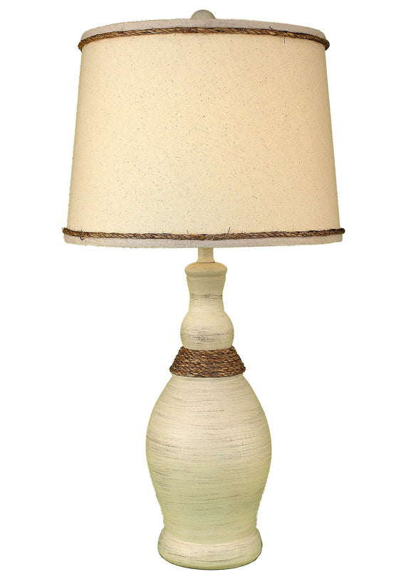 Cottage Slender Neck Table Lamp w/ Weathered Rope Accent Lamp - Coast Lamp Shop
