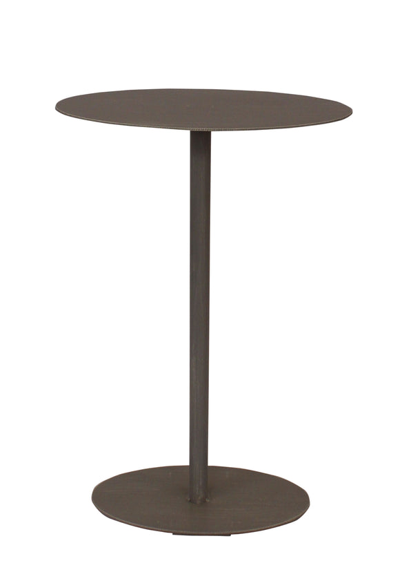 Weathered Pale Grey Drink Table w/Oval Top - Coast Lamp Shop