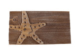 Cottage/Weathered Stain Wood Top Drink Table w/Starfish Accent - Coast Lamp Shop