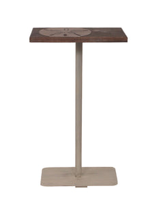 Cottage/Weathered Stain Wood Top Drink Table w/Sand Dollar Accent - Coast Lamp Shop