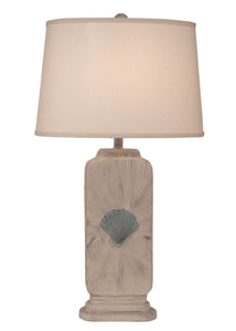 Cottage/Seamist Tall Rectangle Table Lamp w/ Shell Accent - Coast Lamp Shop