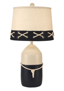 Solid Cottage/Navy Large Buoy w/ White Rope Table Lamp - Coast Lamp Shop