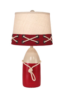 Solid Cottage/Red Small Buoy w/ White Rope Accent Lamp - Coast Lamp Shop