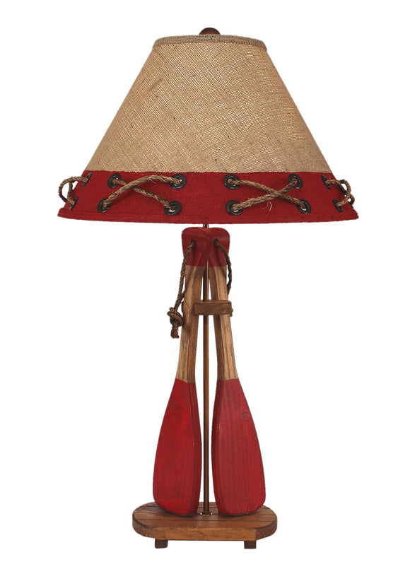 Stain/Blick Red 2-Boat Paddles w/ Rope Table Lamp - Coast Lamp Shop