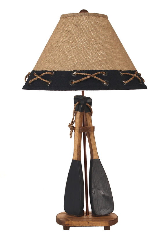 Stain/Navy 2-Boat Paddles w/ Rope Table Lamp - Coast Lamp Shop