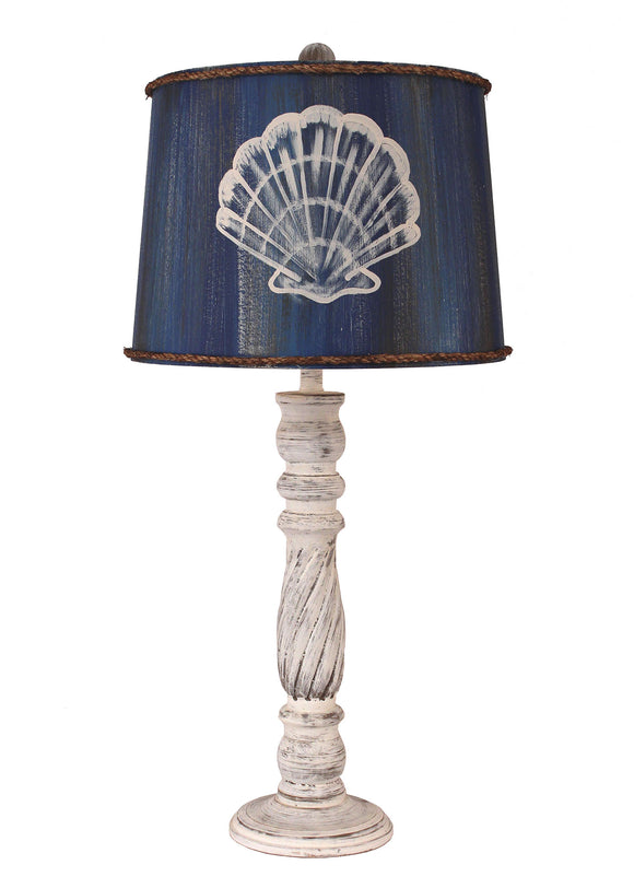 Shabby Light Nude Swirl Table Lamp w/ Shell Shade - Coast Lamp Shop