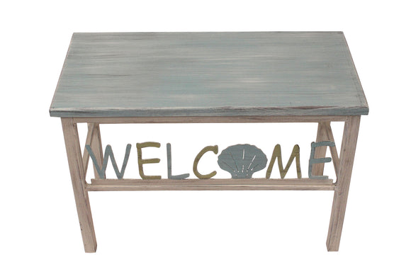 Cottage/Summer Welcome Bench w/ Shell Accent - Coast Lamp Shop
