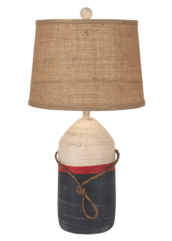 Cottage/Primary Large Buoy w/ Rope Accent - Coast Lamp Shop