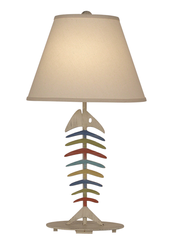 Cottage/Fun Color Stripe Bone Fish Table Lamp - Coast Lamp Shop