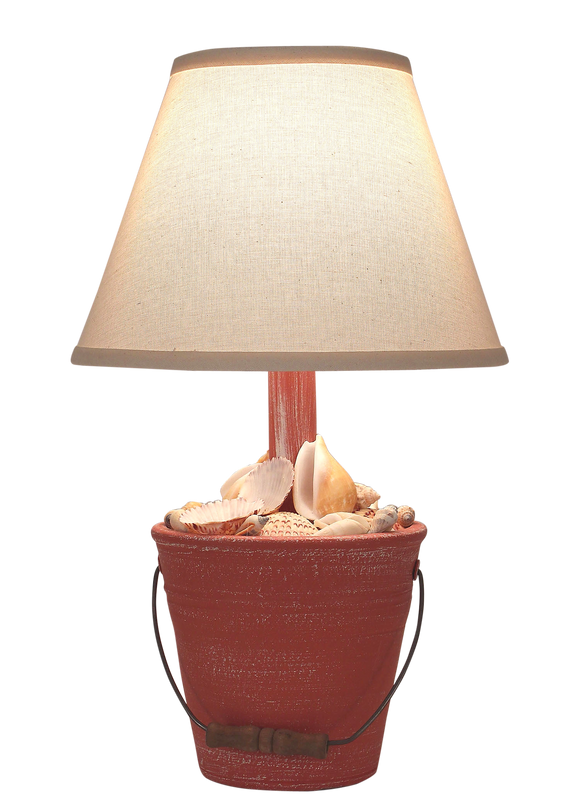 Weathered Coral Mini Bucket of Shells Accent Lamp - Coast Lamp Shop