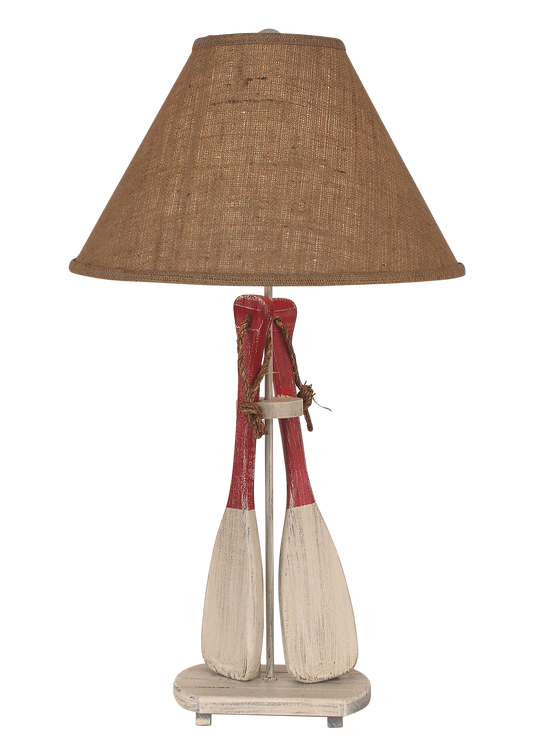 Cottage/Red 2-Paddles w/ Rope Table Lamp - Coast Lamp Shop