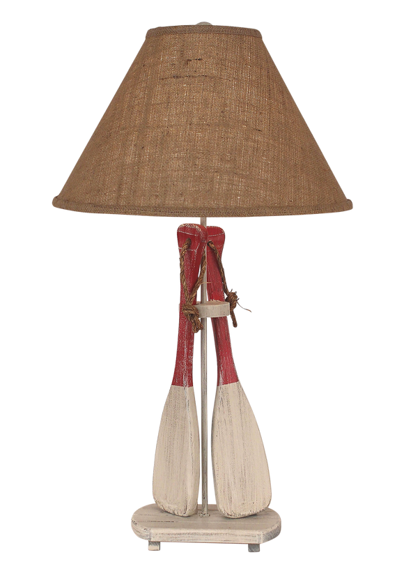 Cottage/Red 2-Paddles w/ Rope Table Lamp - Coast Lamp Shop