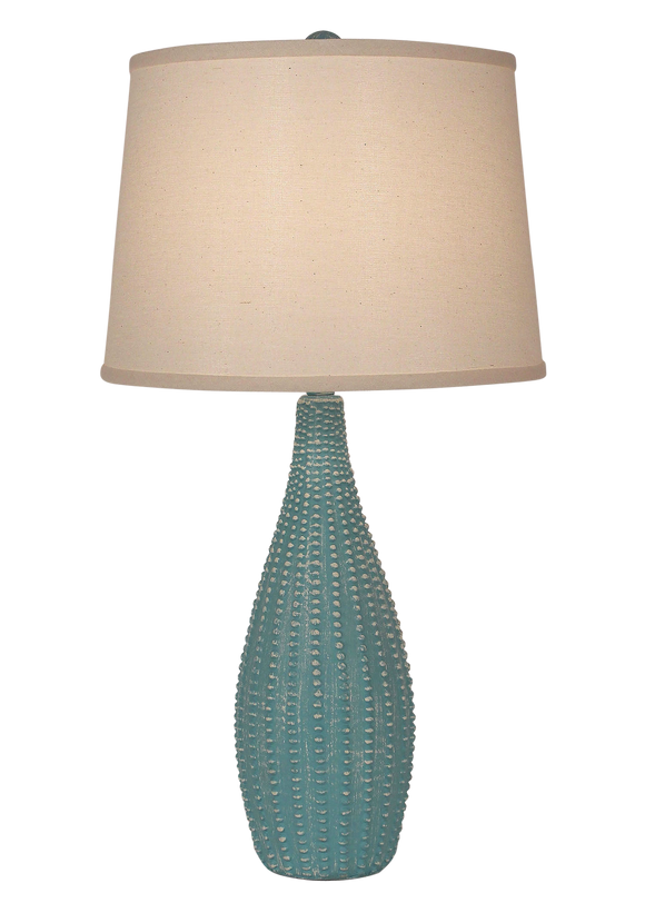 Weathered Turquoise Sea Beaded Vase Table Lamp - Coast Lamp Shop