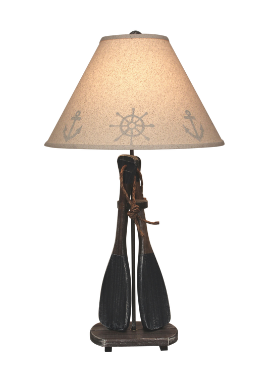 Walnut/Navy 2-Paddles w/Rope Handles Table Lamp - Coast Lamp Shop