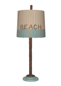Manila Rope w/Painted Base Table Lamp- White "Beach" Shade - Coast Lamp Shop
